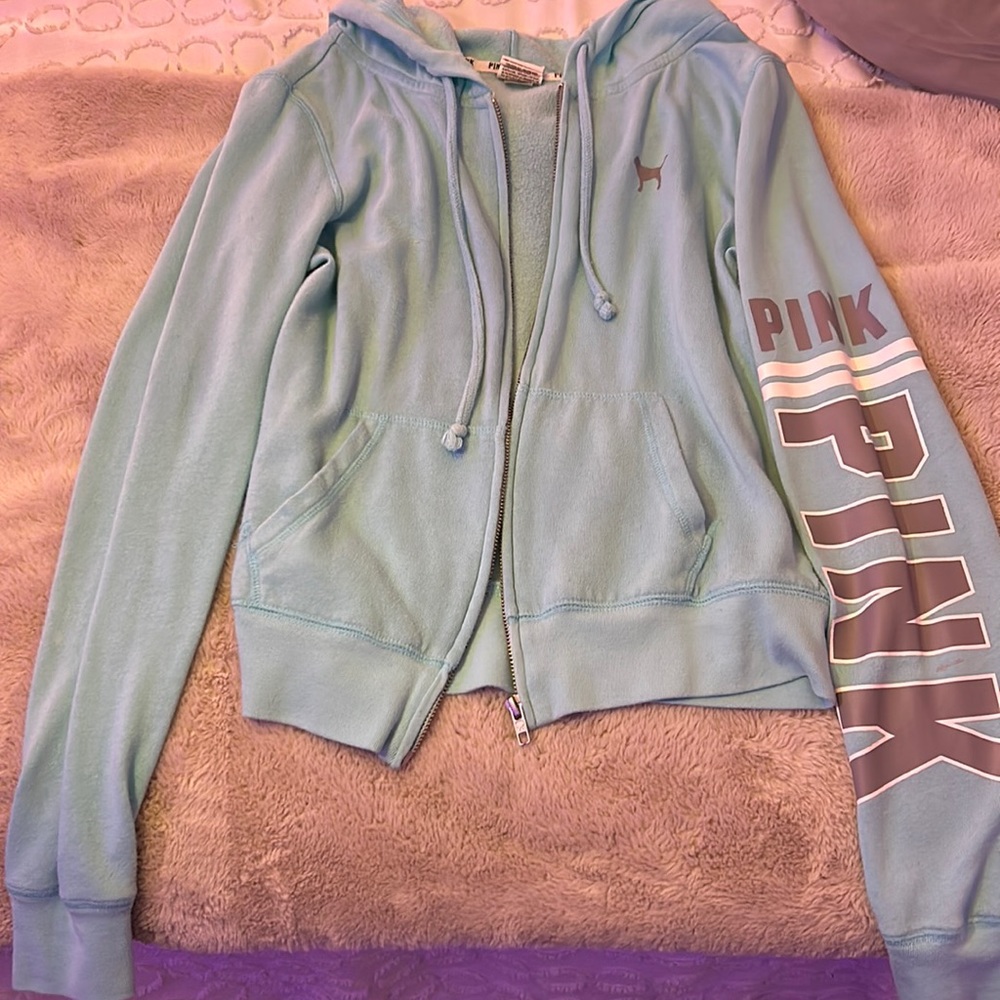blue zip up from pink
